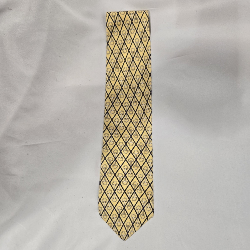 Vintage Paolo Gucci 100% Silk Necktie Horse Bit Equestrian Made Italy 4" Wide